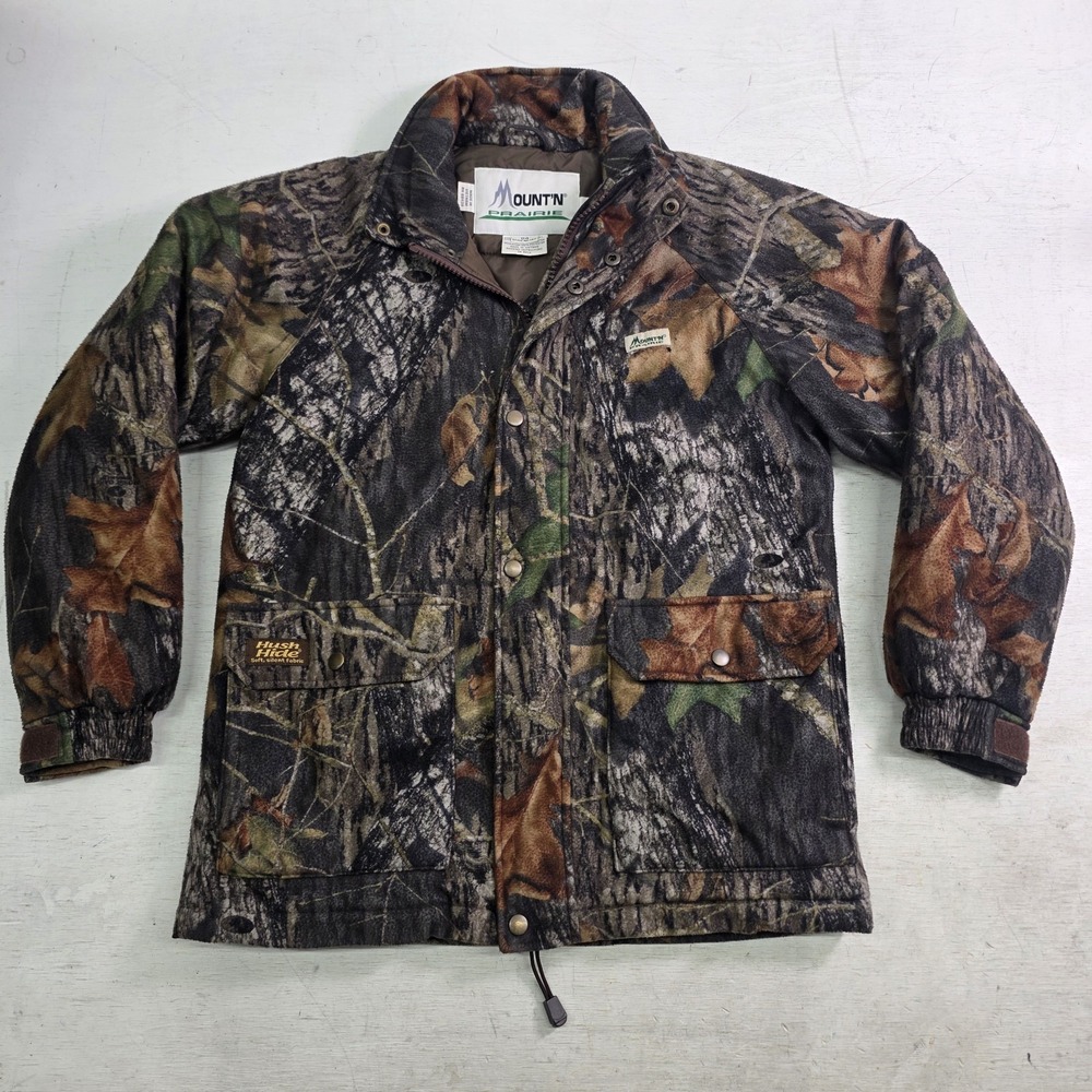 Mount'N Prairie Mossy Oak Camo Fleece Hunting Jacket Mens L Insulated Hush Hide